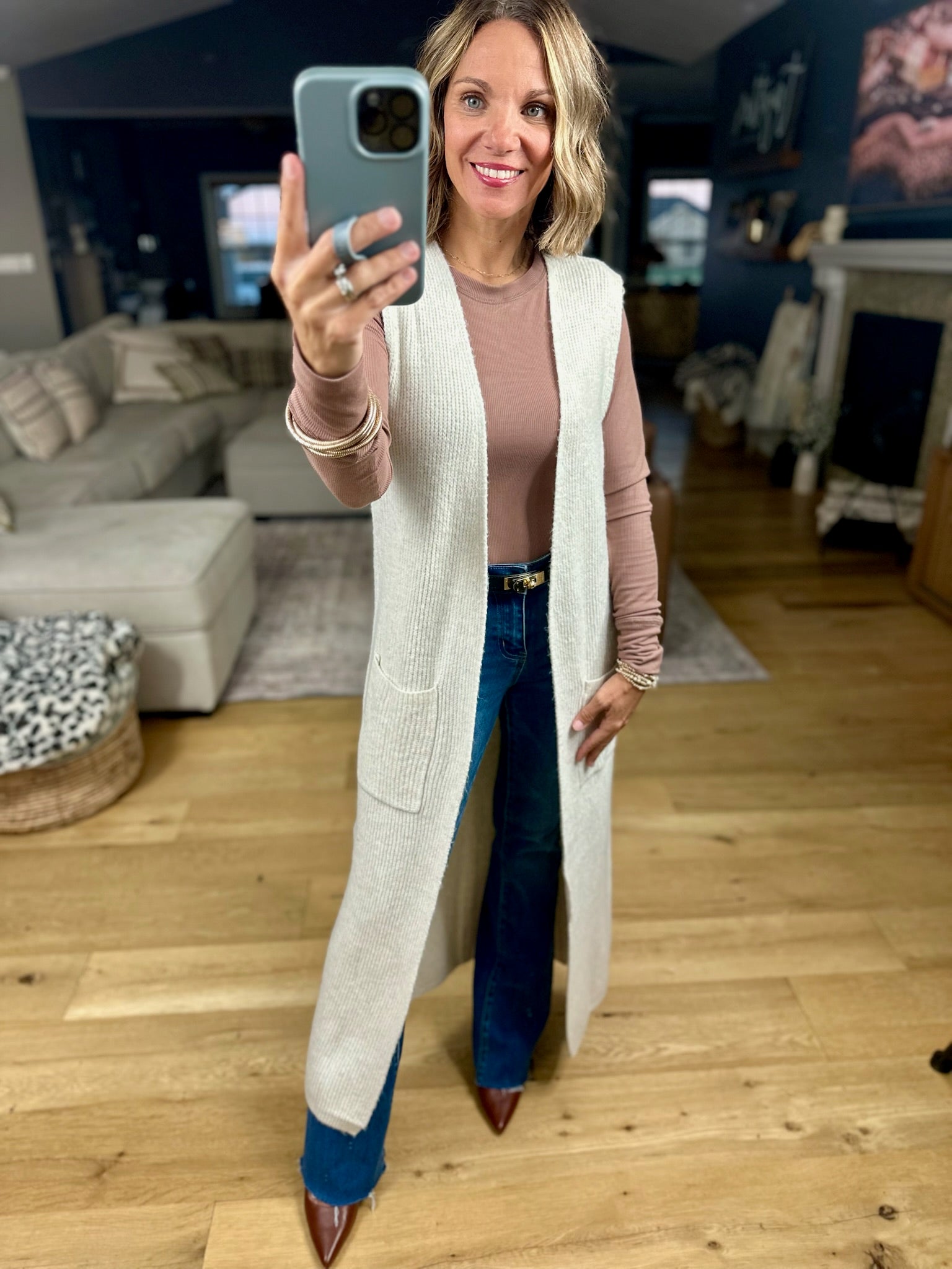 Simple Thoughts Ribbed Duster Sweater Vest-sweater-Wishlist-Anna Kaytes Boutique, Women's Fashion Boutique in Grinnell, Iowa