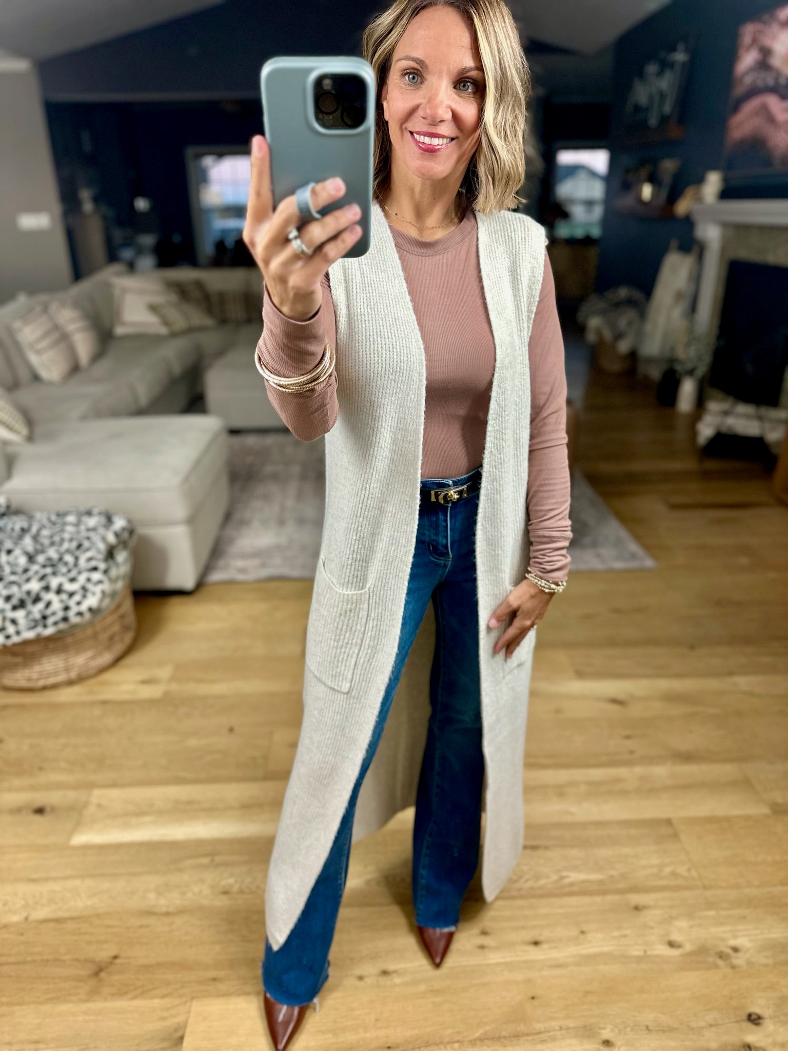 Simple Thoughts Ribbed Duster Sweater Vest-sweater-Wishlist-Anna Kaytes Boutique, Women's Fashion Boutique in Grinnell, Iowa