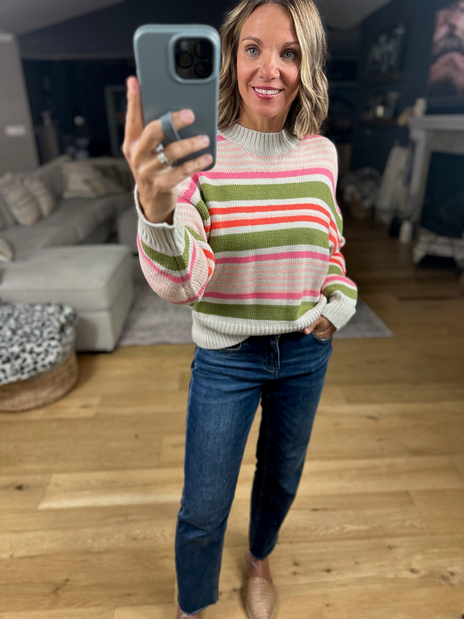 Actually Sweet Striped Knit Sweater-sweater-THML-Anna Kaytes Boutique, Women's Fashion Boutique in Grinnell, Iowa