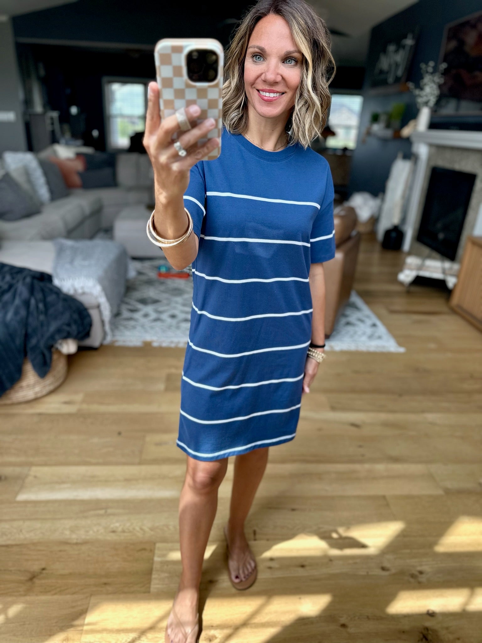 Z Supply Sway Stripe Mini Dress - Blue-Dresses-Anna Kaytes Boutique-Anna Kaytes Boutique, Women's Fashion Boutique in Grinnell, Iowa