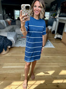 Z Supply Sway Stripe Mini Dress - Blue-Anna Kaytes Boutique-Anna Kaytes Boutique, Women's Fashion Boutique in Grinnell, Iowa