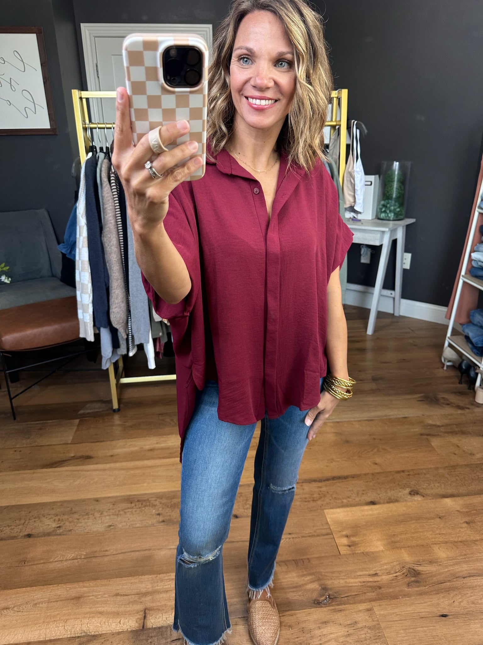 Express Yourself Button-Down Dolman Top - Multiple Options-Bucketlist-Anna Kaytes Boutique, Women's Fashion Boutique in Grinnell, Iowa