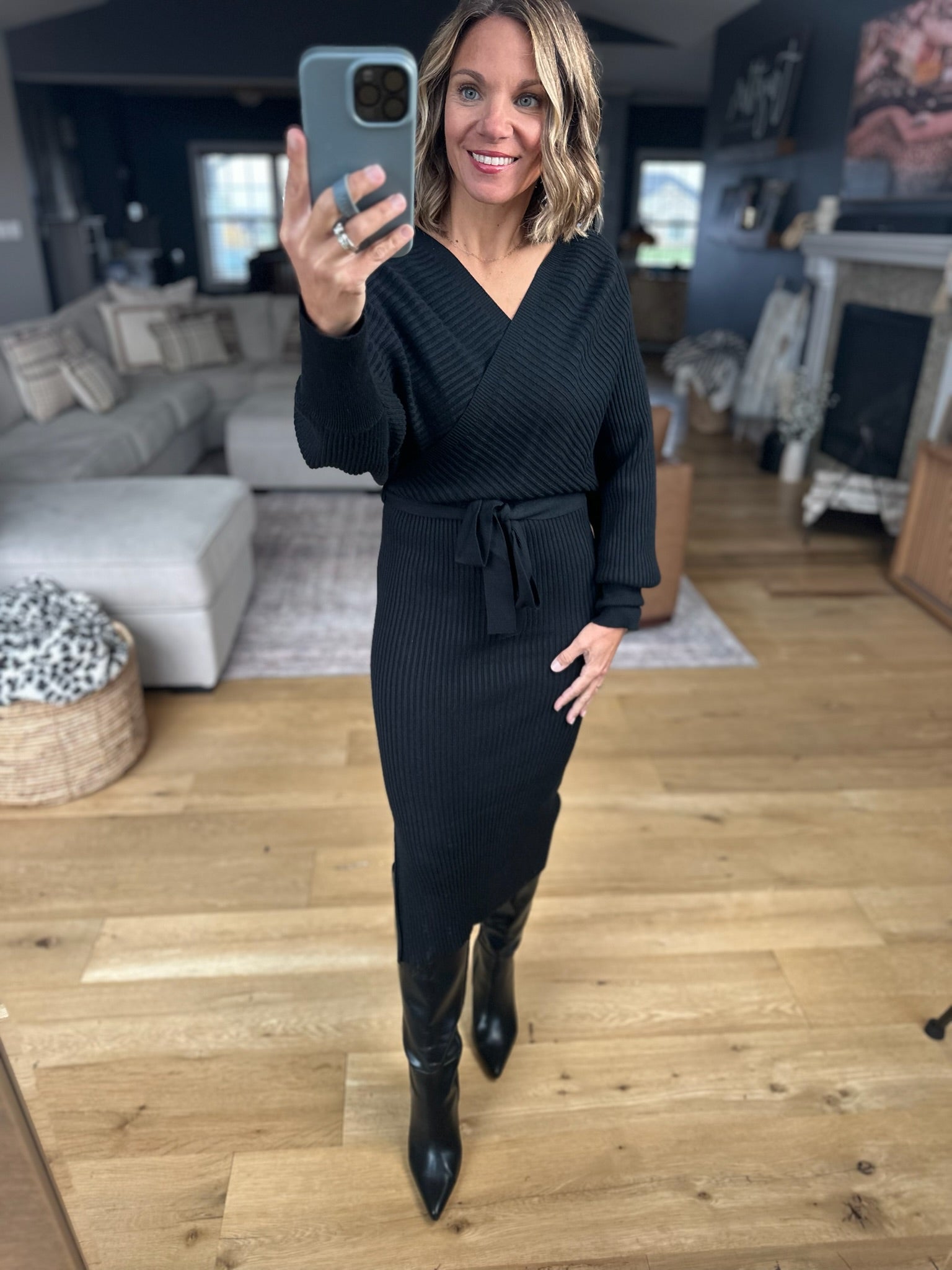 All I Want Knit Tie-Waist Sweater Dress-Dresses-She & Sky-Anna Kaytes Boutique, Women's Fashion Boutique in Grinnell, Iowa