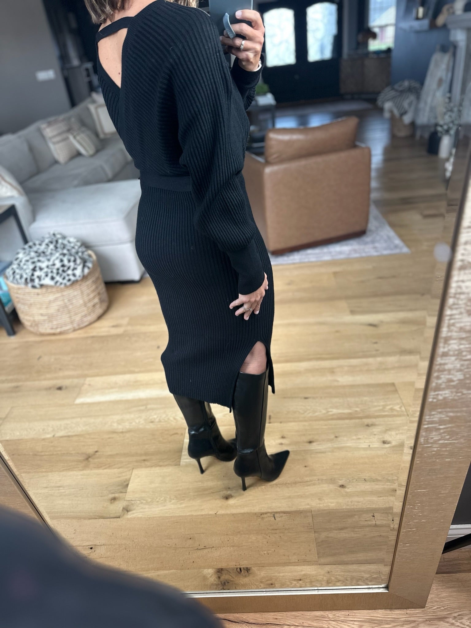 All I Want Knit Tie-Waist Sweater Dress-Dresses-She & Sky-Anna Kaytes Boutique, Women's Fashion Boutique in Grinnell, Iowa