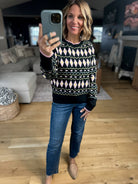 Most Of All Patterned Crew Sweater-Sweaters-& Merci-Anna Kaytes Boutique, Women's Fashion Boutique in Grinnell, Iowa