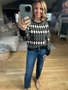 Most Of All Patterned Crew Sweater-Sweaters-& Merci-Anna Kaytes Boutique, Women's Fashion Boutique in Grinnell, Iowa