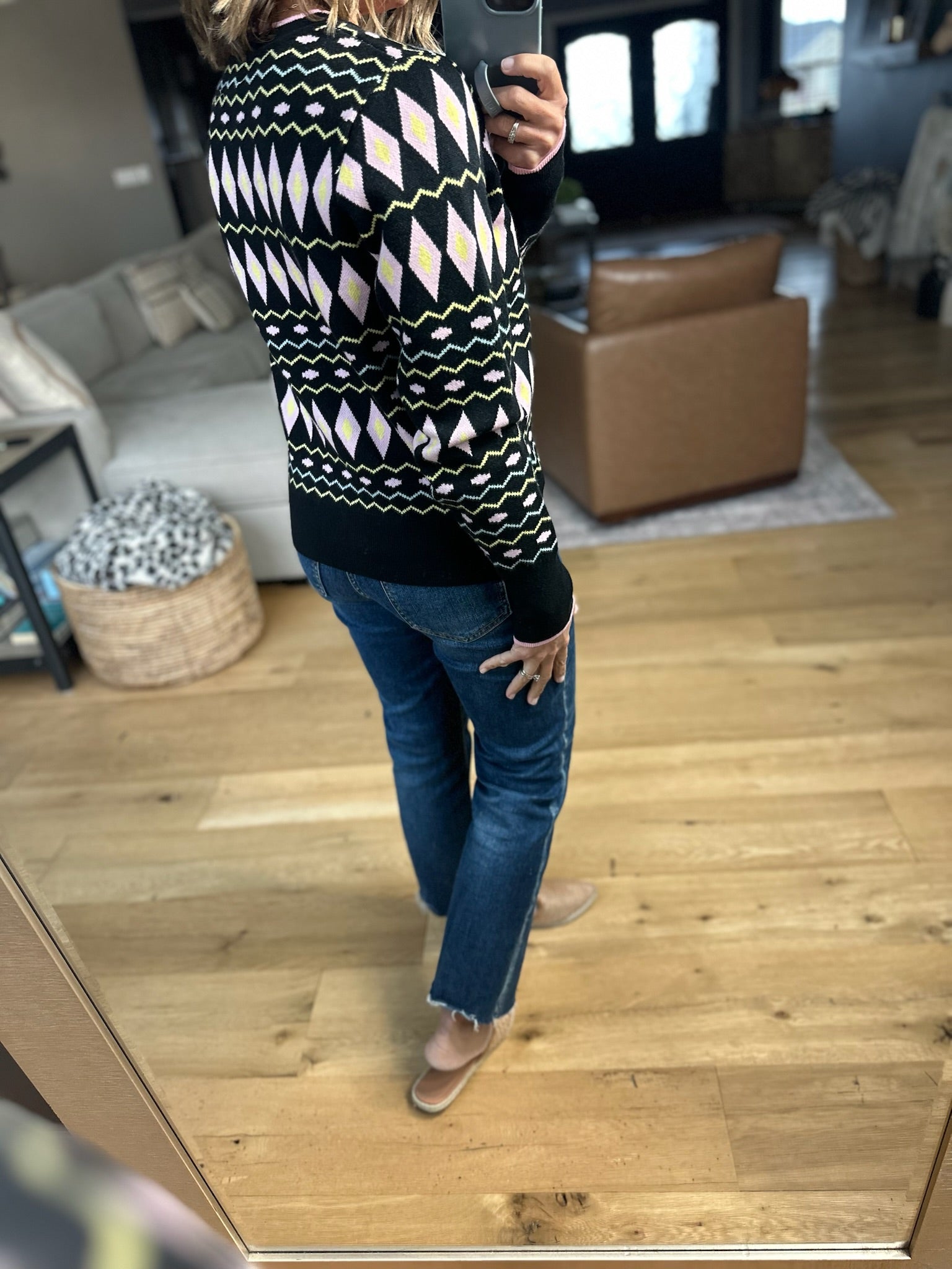 Most Of All Patterned Crew Sweater-Sweaters-& Merci-Anna Kaytes Boutique, Women's Fashion Boutique in Grinnell, Iowa