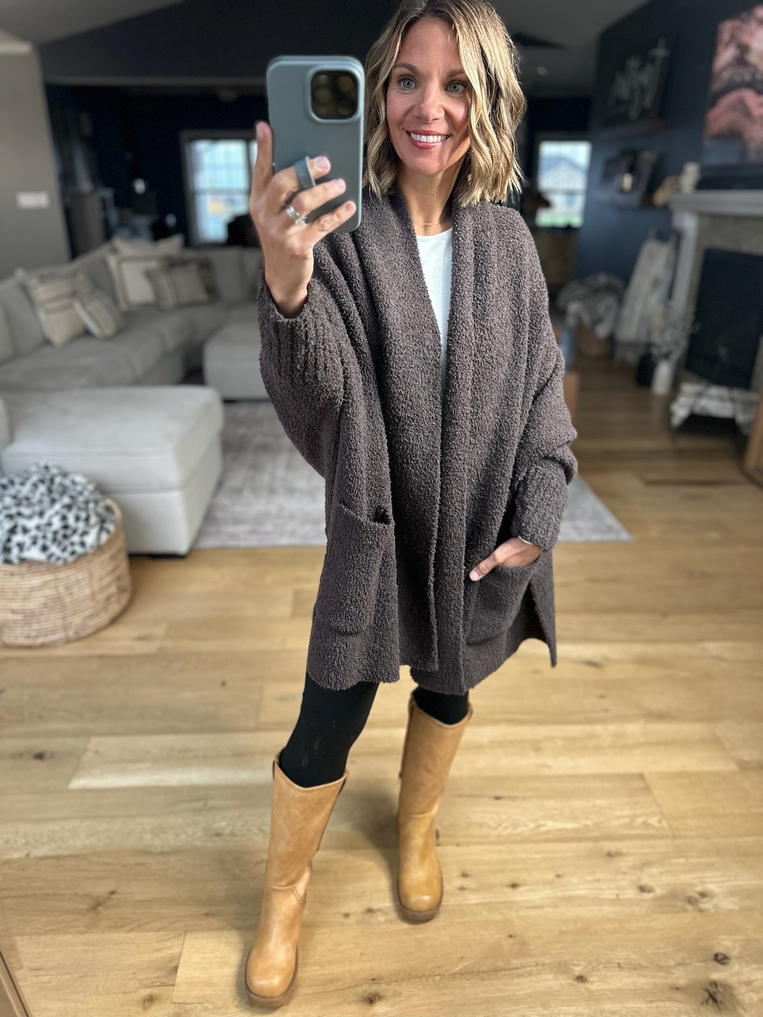 Cozy Intentions Pocket Cardigan-Sweaters-Blu Ivy-Anna Kaytes Boutique, Women's Fashion Boutique in Grinnell, Iowa