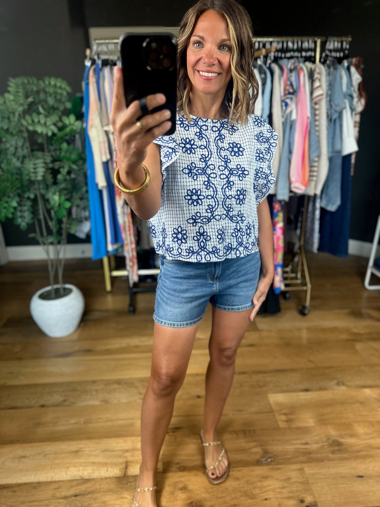 In The Right Place Flutter-Sleeve Top-Short Sleeves-THML-Anna Kaytes Boutique, Women's Fashion Boutique in Grinnell, Iowa