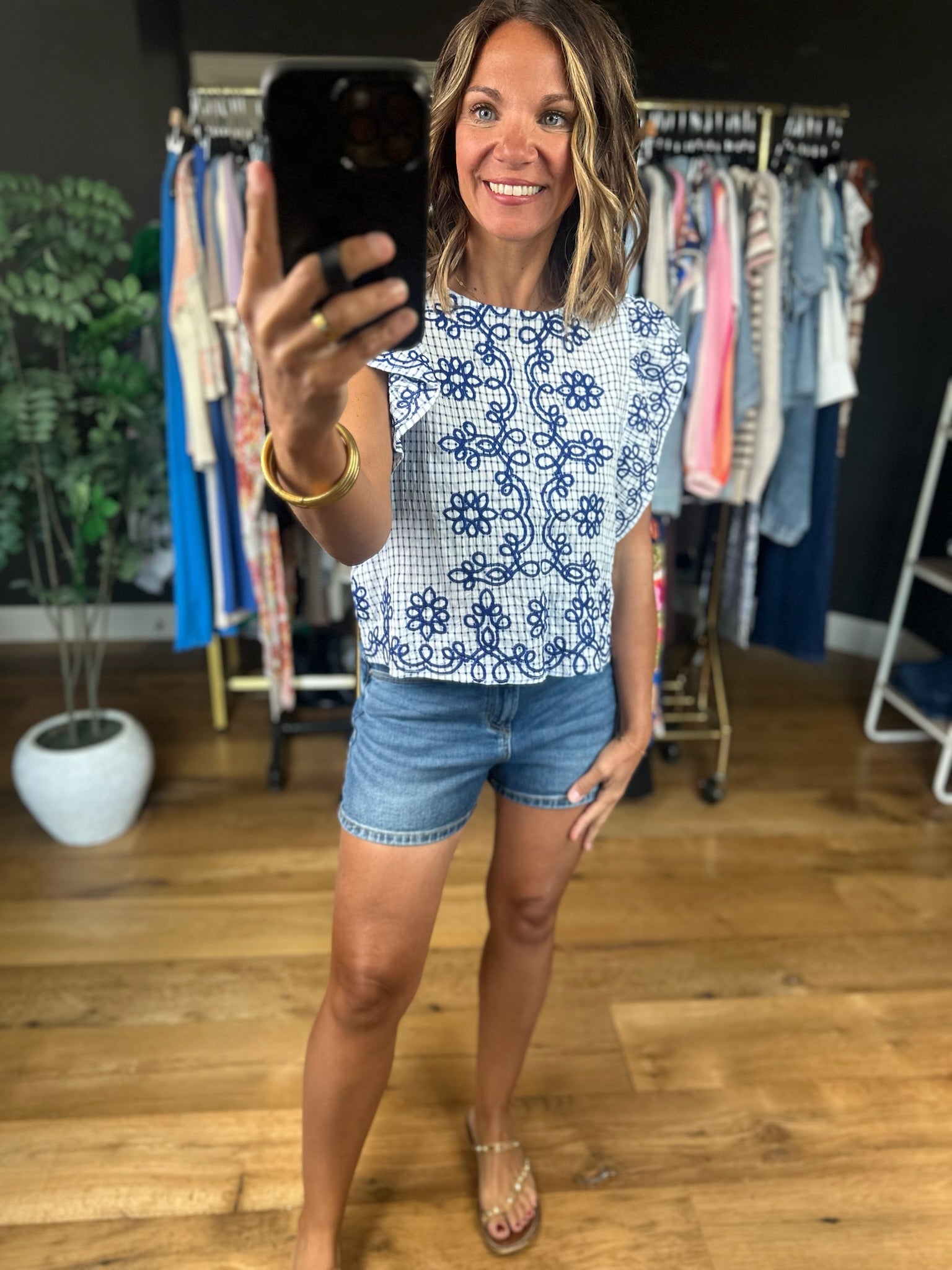 In The Right Place Flutter-Sleeve Top-Short Sleeves-THML-Anna Kaytes Boutique, Women's Fashion Boutique in Grinnell, Iowa