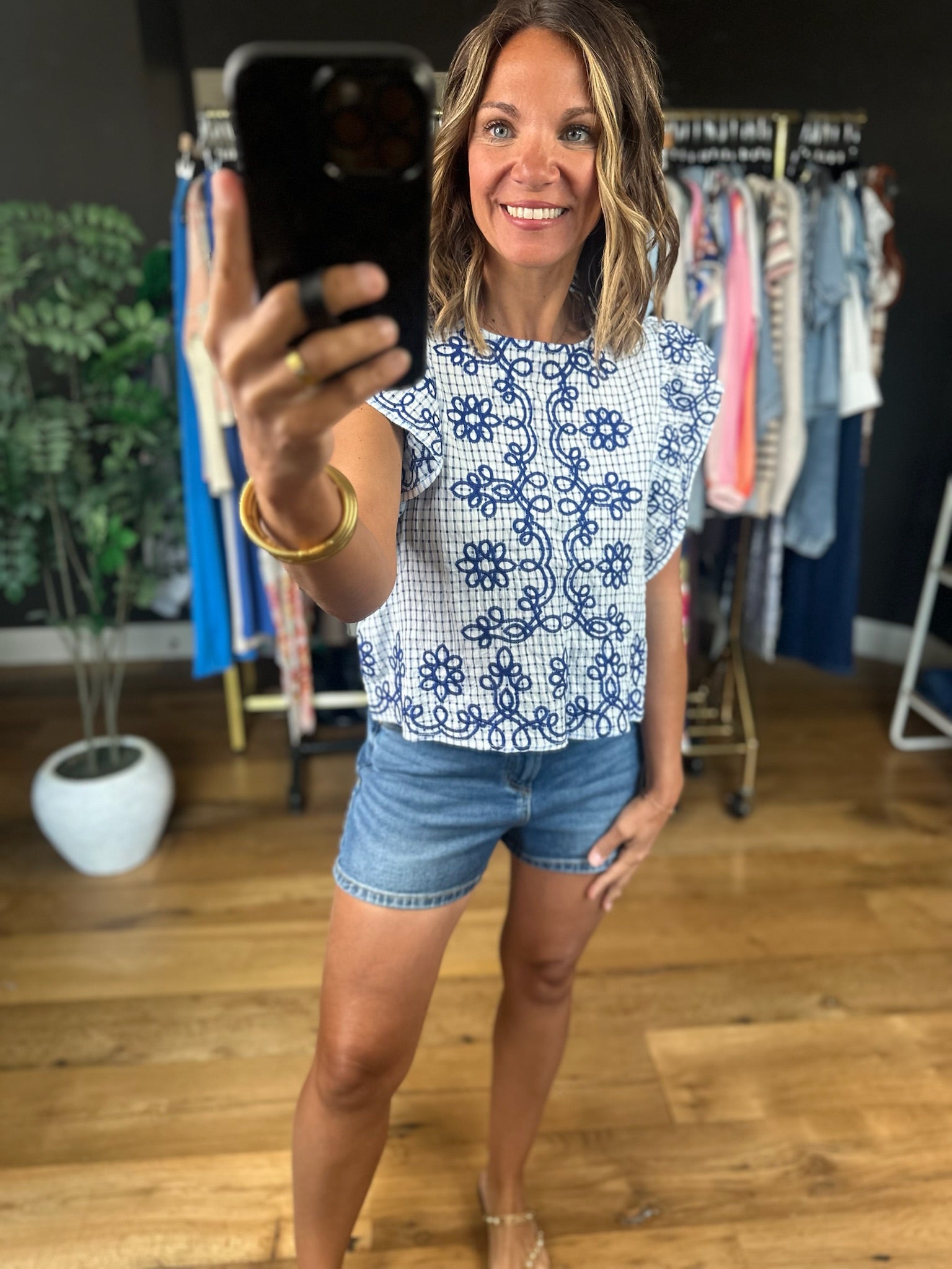 In The Right Place Flutter-Sleeve Top-Short Sleeves-THML-Anna Kaytes Boutique, Women's Fashion Boutique in Grinnell, Iowa