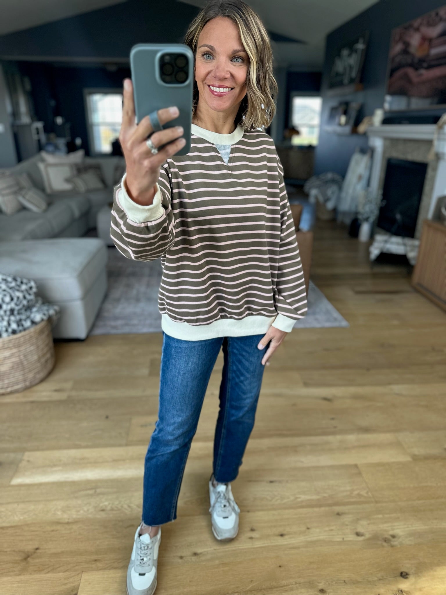 Saturday Chat Striped Pullover-Long Sleeves-Anniewear-Anna Kaytes Boutique, Women's Fashion Boutique in Grinnell, Iowa