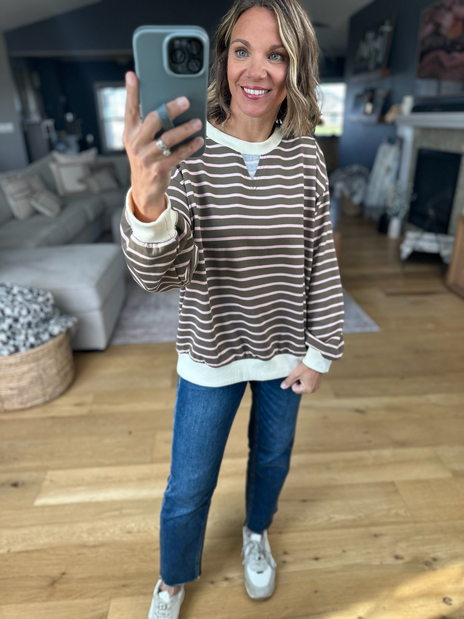 Saturday Chat Striped Pullover-Long Sleeves-Anniewear-Anna Kaytes Boutique, Women's Fashion Boutique in Grinnell, Iowa
