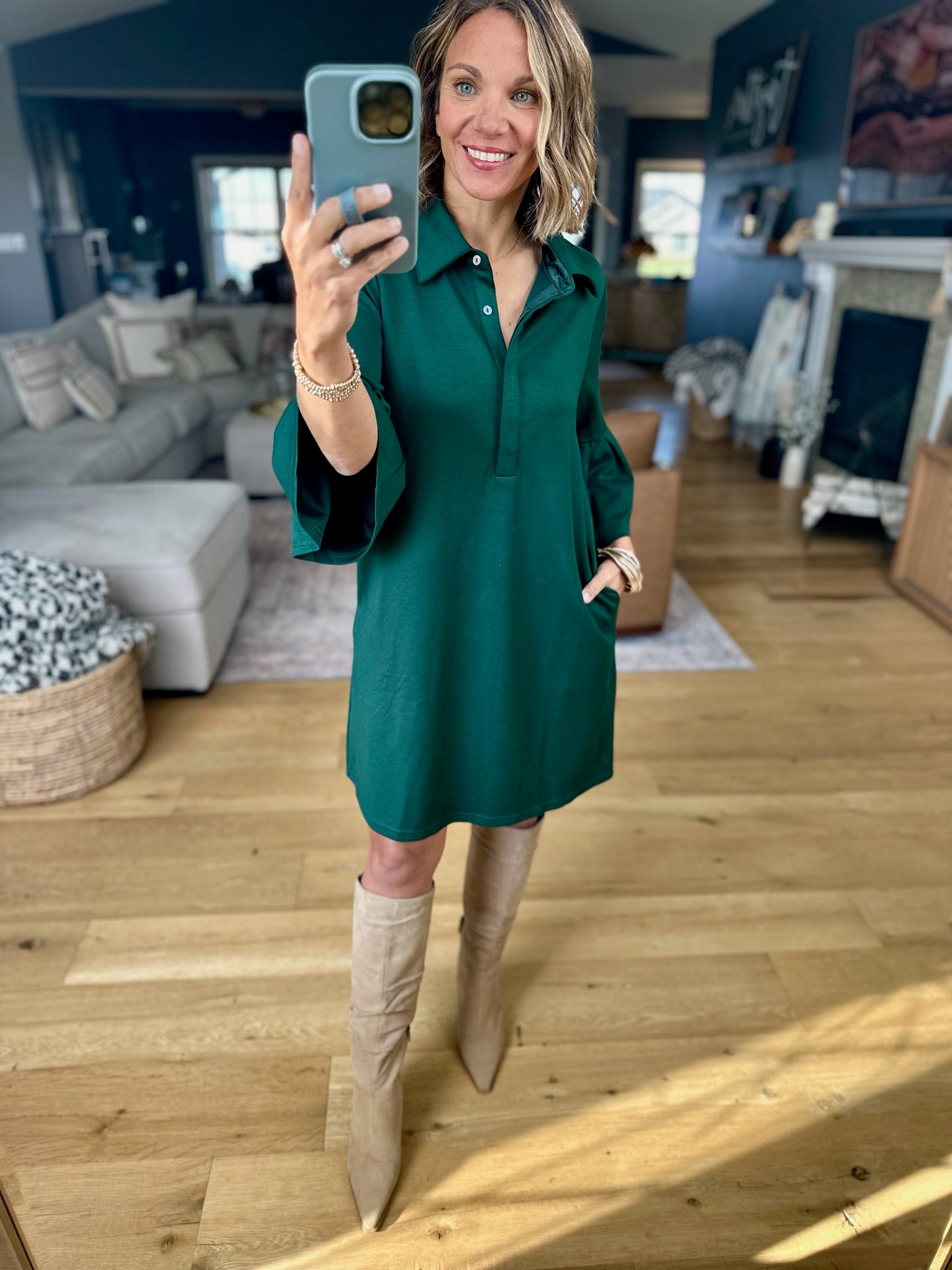 Keep You Close Pocket Shift Dress-Dresses-Entro-Anna Kaytes Boutique, Women's Fashion Boutique in Grinnell, Iowa