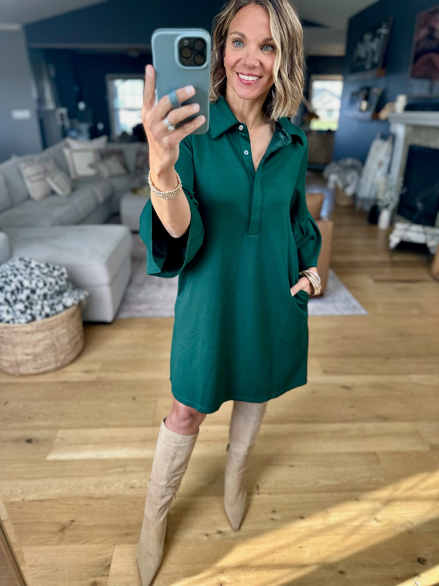 Keep You Close Pocket Shift Dress-Dresses-Entro-Anna Kaytes Boutique, Women's Fashion Boutique in Grinnell, Iowa