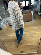 Right Back There Pocket Plaid Button-Down Top-Long Sleeves-In Loom-Anna Kaytes Boutique, Women's Fashion Boutique in Grinnell, Iowa