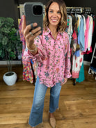 Finding Hope Button-Down Floral Top-Long Sleeves-Entro-Anna Kaytes Boutique, Women's Fashion Boutique in Grinnell, Iowa