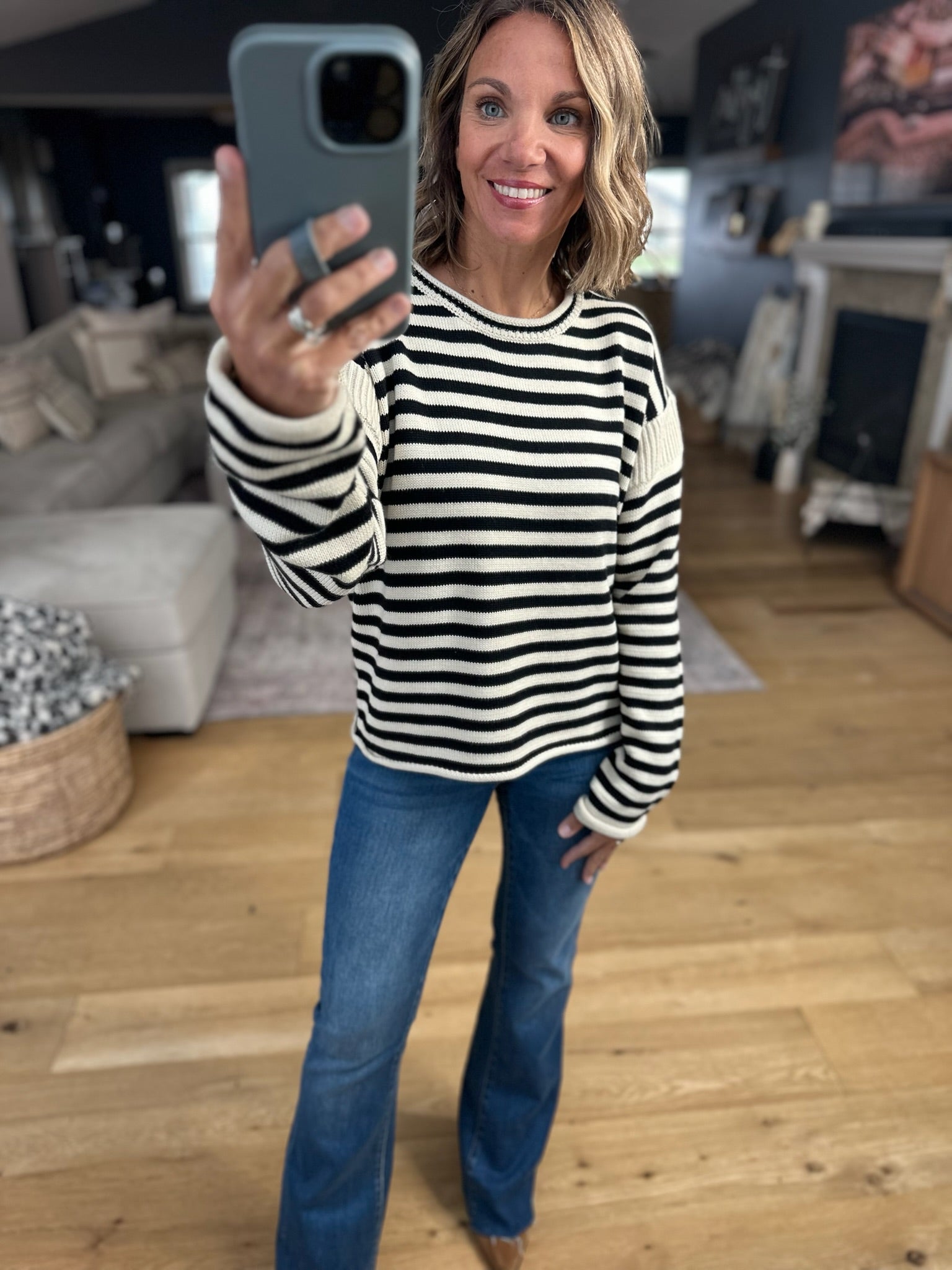 Want Us To Be Striped Knit Sweater-Sweaters-Wishlist-Anna Kaytes Boutique, Women's Fashion Boutique in Grinnell, Iowa