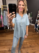 Sweet Symphonies Henley Pocket Tee - Multiple Options-Short Sleeves-Very j NT11432-Anna Kaytes Boutique, Women's Fashion Boutique in Grinnell, Iowa