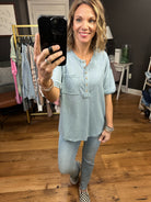 Sweet Symphonies Henley Pocket Tee - Multiple Options-Short Sleeves-Very j NT11432-Anna Kaytes Boutique, Women's Fashion Boutique in Grinnell, Iowa