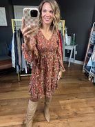 Catching Up Patterned Dress - Rust-Jodifl-Anna Kaytes Boutique, Women's Fashion Boutique in Grinnell, Iowa