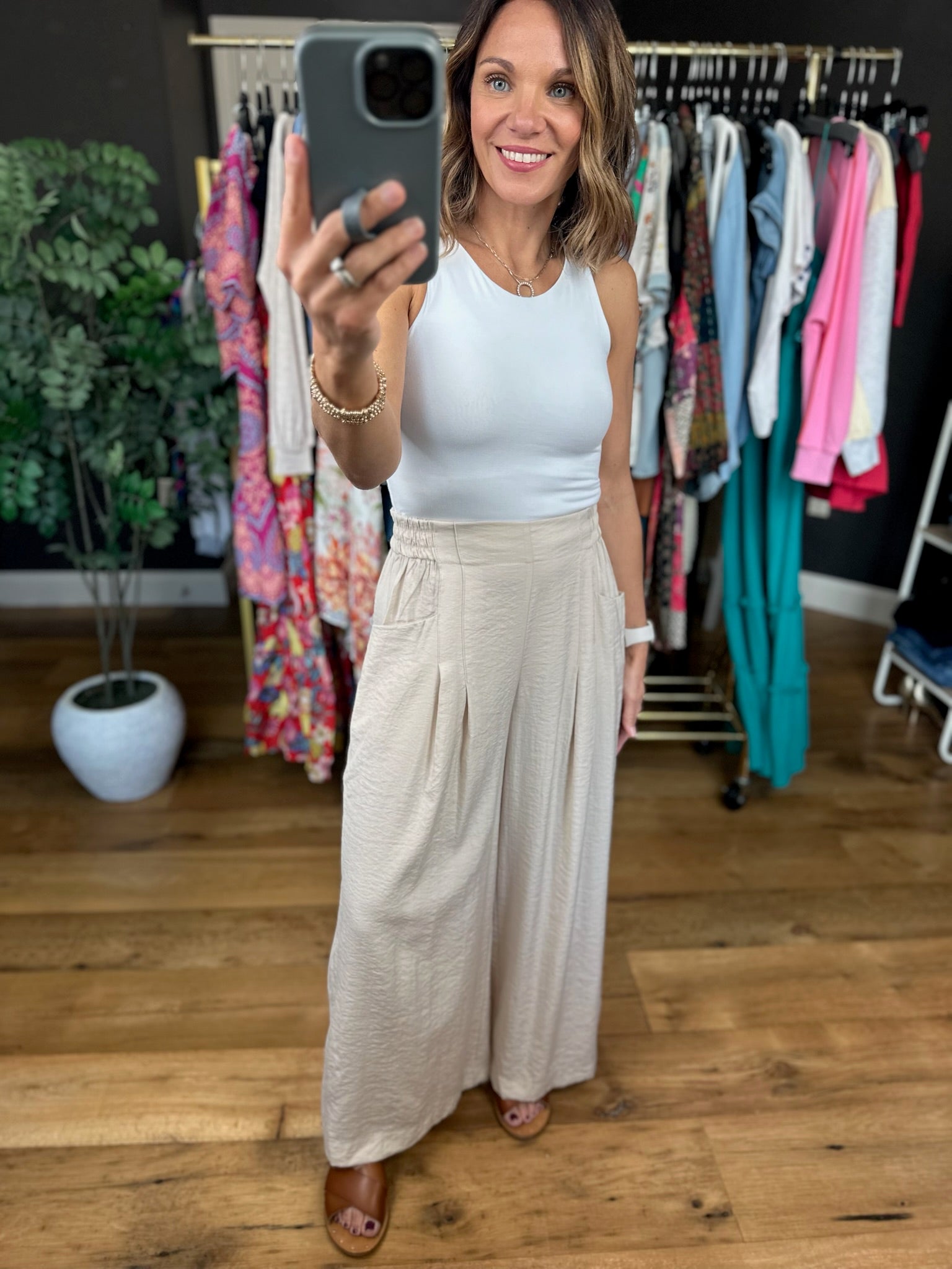 Kind Of Day Cropped Wide-Leg Pocket Pant-Pants-Umgee-Anna Kaytes Boutique, Women's Fashion Boutique in Grinnell, Iowa