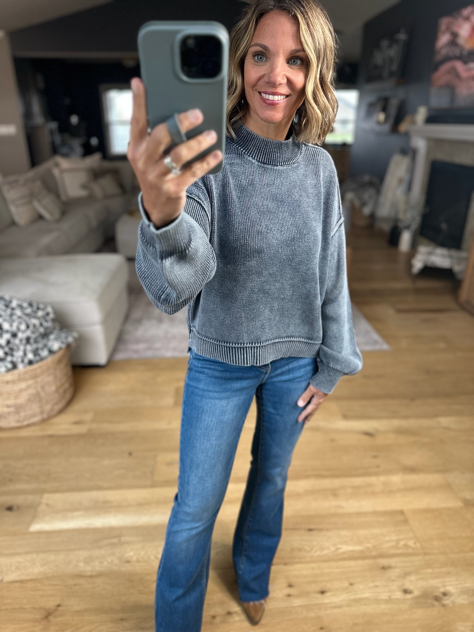 Between The Lines Mock-Neck Sweater-Sweaters-Wishlist-Anna Kaytes Boutique, Women's Fashion Boutique in Grinnell, Iowa