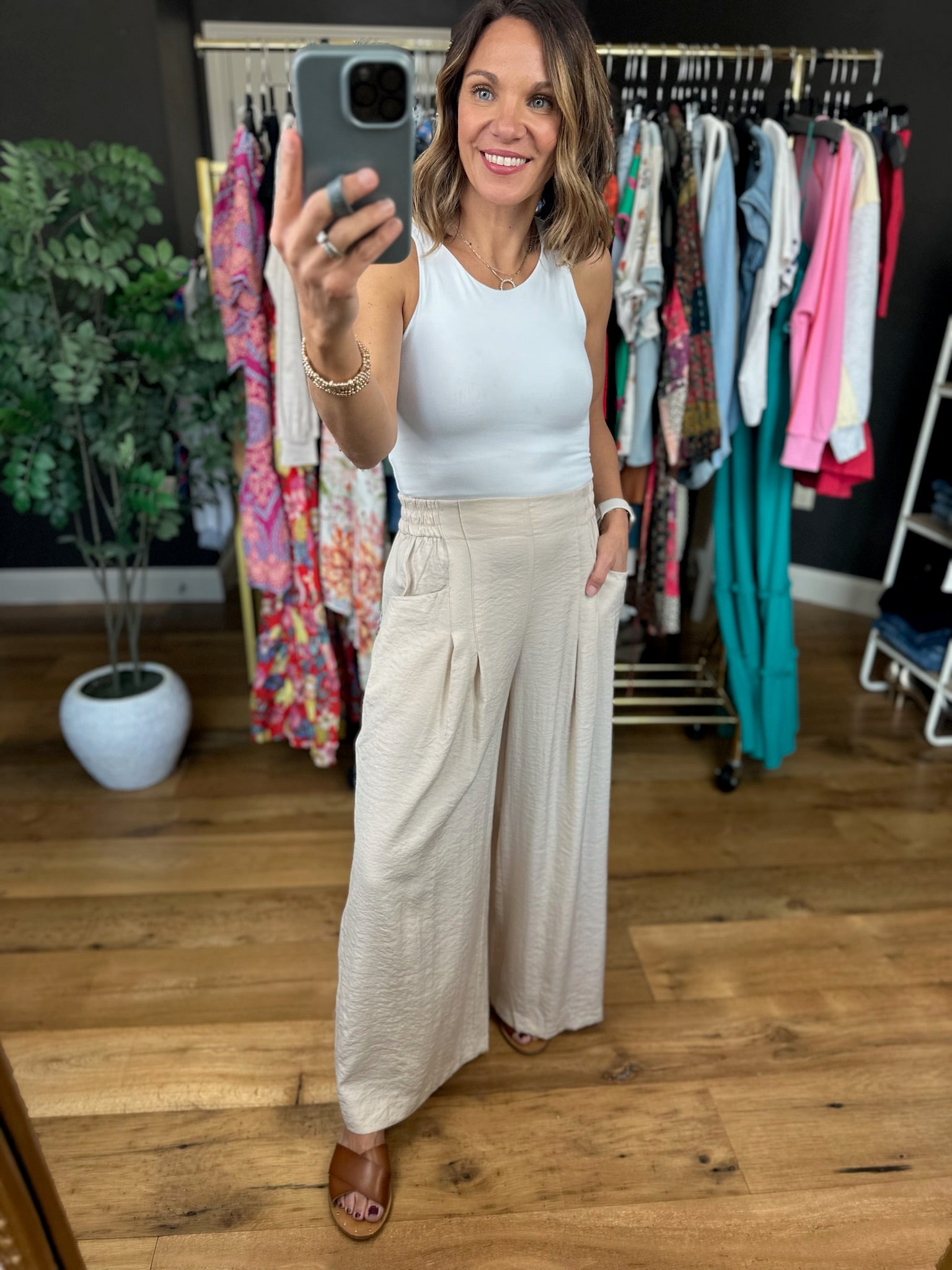 Kind Of Day Cropped Wide-Leg Pocket Pant-Pants-Umgee-Anna Kaytes Boutique, Women's Fashion Boutique in Grinnell, Iowa