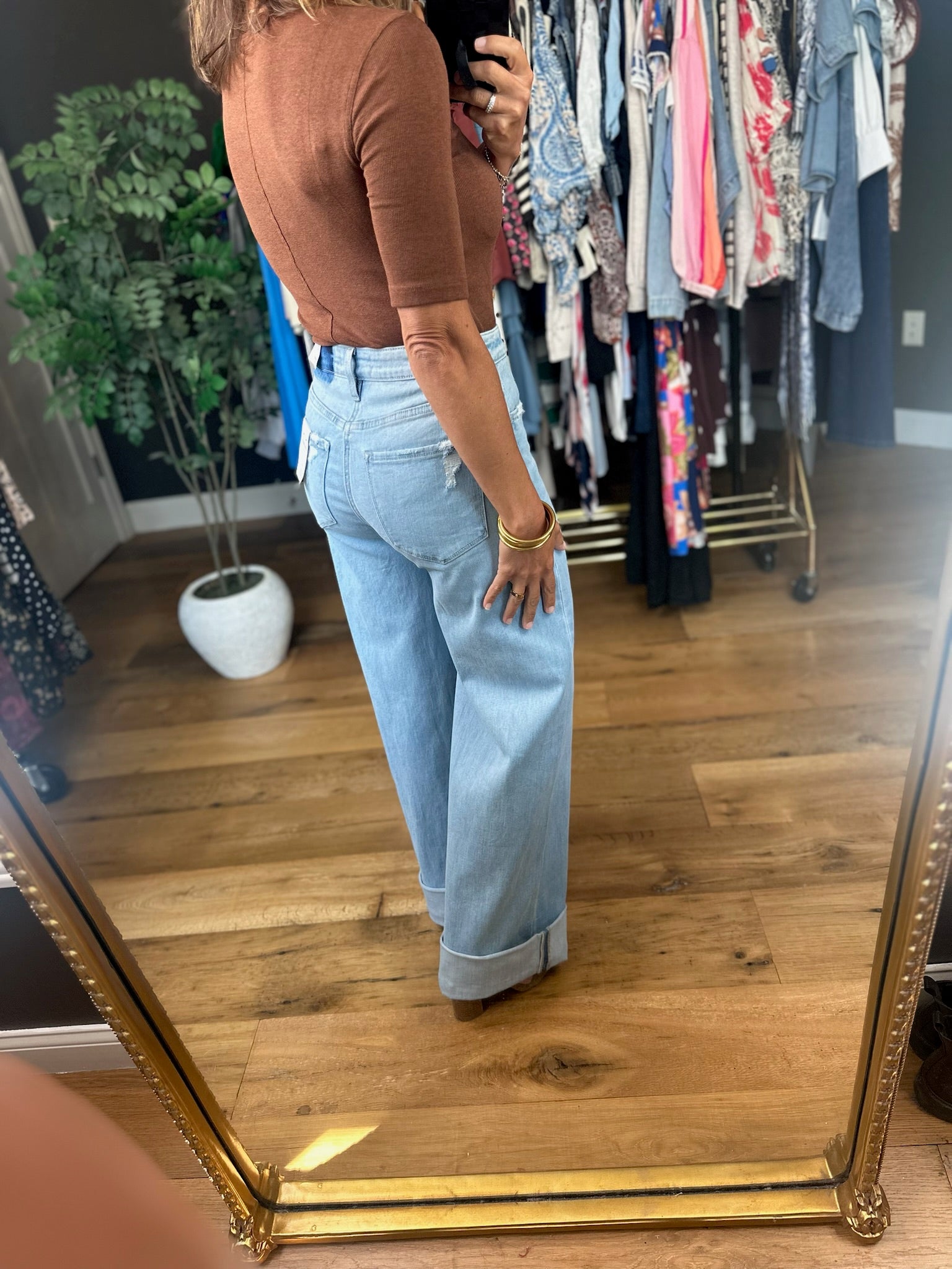 The Megan High-Rise Wide-Leg Cuffed Denim-Jeans-Flying Monkey-Anna Kaytes Boutique, Women's Fashion Boutique in Grinnell, Iowa