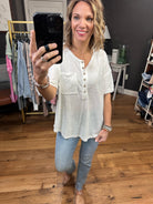 Sweet Symphonies Henley Pocket Tee - Multiple Options-Short Sleeves-Very j NT11432-Anna Kaytes Boutique, Women's Fashion Boutique in Grinnell, Iowa