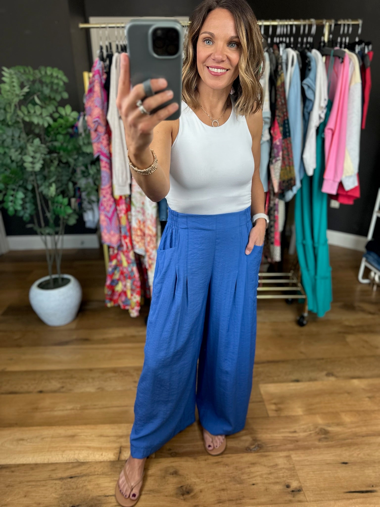 Kind Of Day Cropped Wide-Leg Pocket Pant-Pants-Umgee-Anna Kaytes Boutique, Women's Fashion Boutique in Grinnell, Iowa