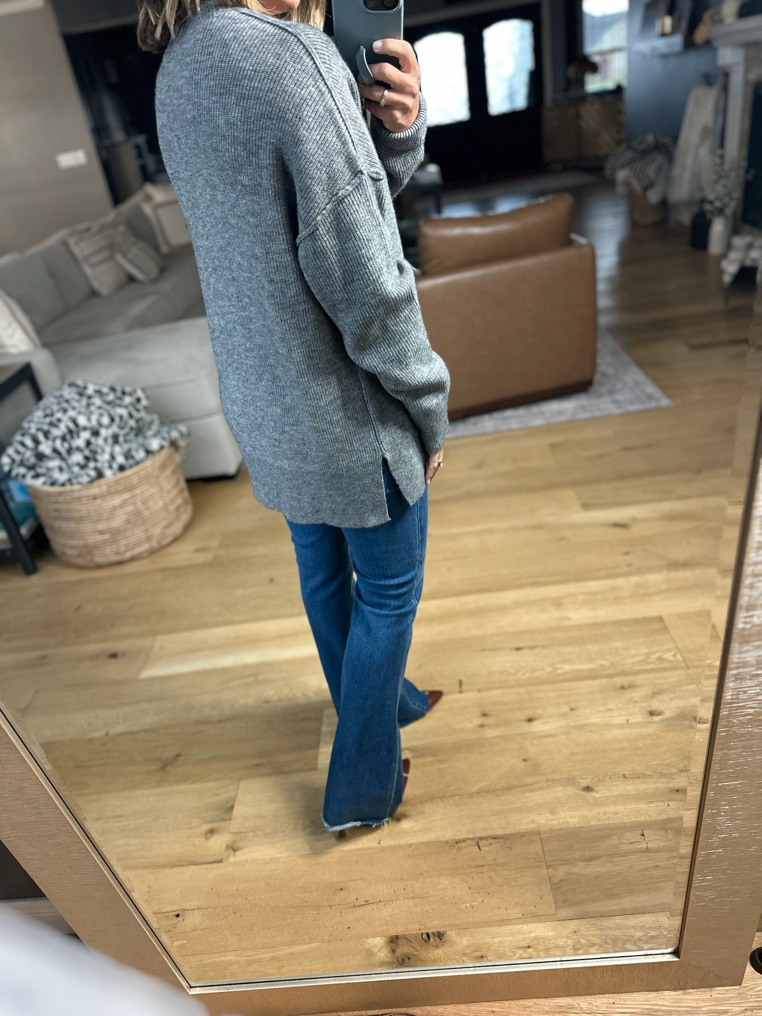 Fall Sentiment Crewneck Sweater - Heather Grey-Sweaters-Thread & Supply-Anna Kaytes Boutique, Women's Fashion Boutique in Grinnell, Iowa