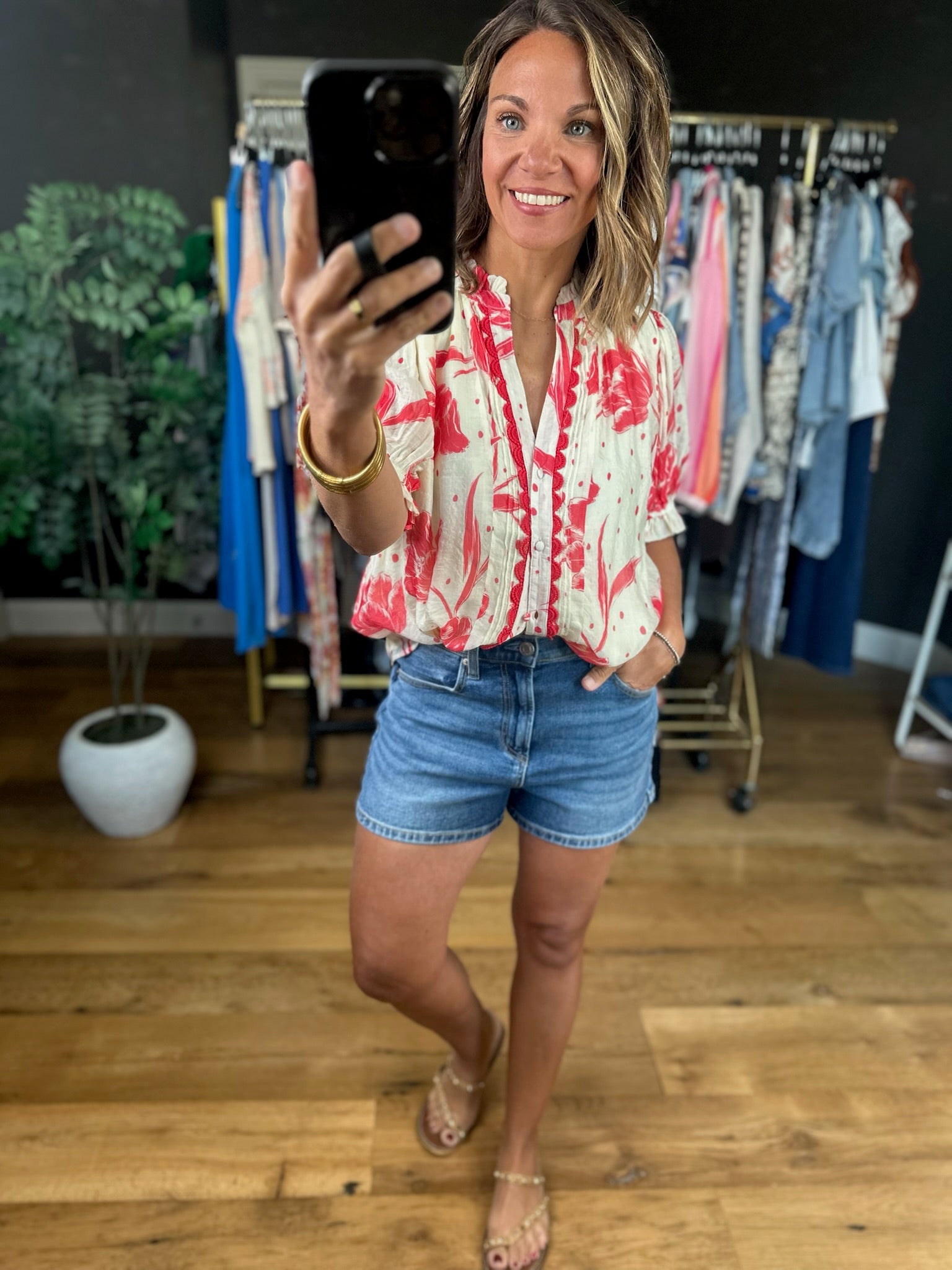 Favorite Day Floral Top-Short Sleeves-Umgee-Anna Kaytes Boutique, Women's Fashion Boutique in Grinnell, Iowa
