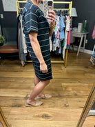 The Summer Striped Pocket T-Shirt Dress - Black/White-Thread & Supply-Anna Kaytes Boutique, Women's Fashion Boutique in Grinnell, Iowa