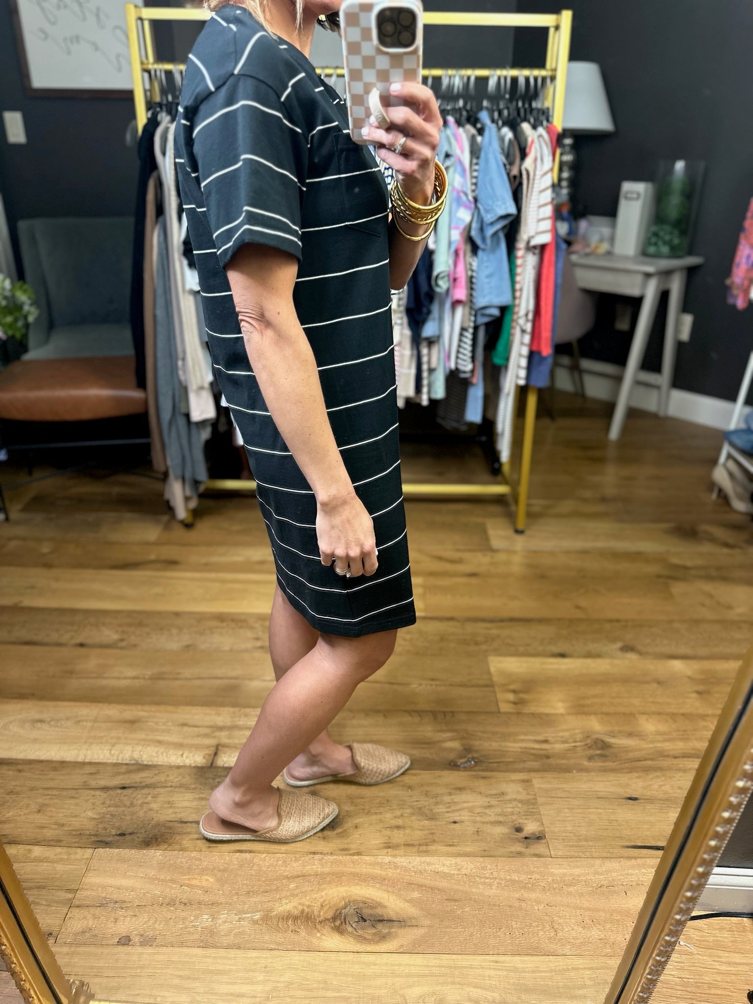 The Summer Striped Pocket Dress - Black/Ivory-Thread & Supply-Anna Kaytes Boutique, Women's Fashion Boutique in Grinnell, Iowa