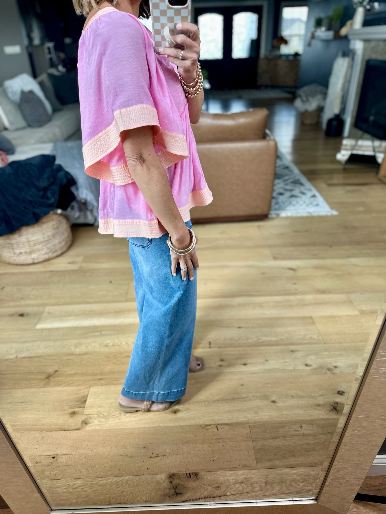 All Its Own Babydoll Top - Pink/Apricot-Fate-Anna Kaytes Boutique, Women's Fashion Boutique in Grinnell, Iowa