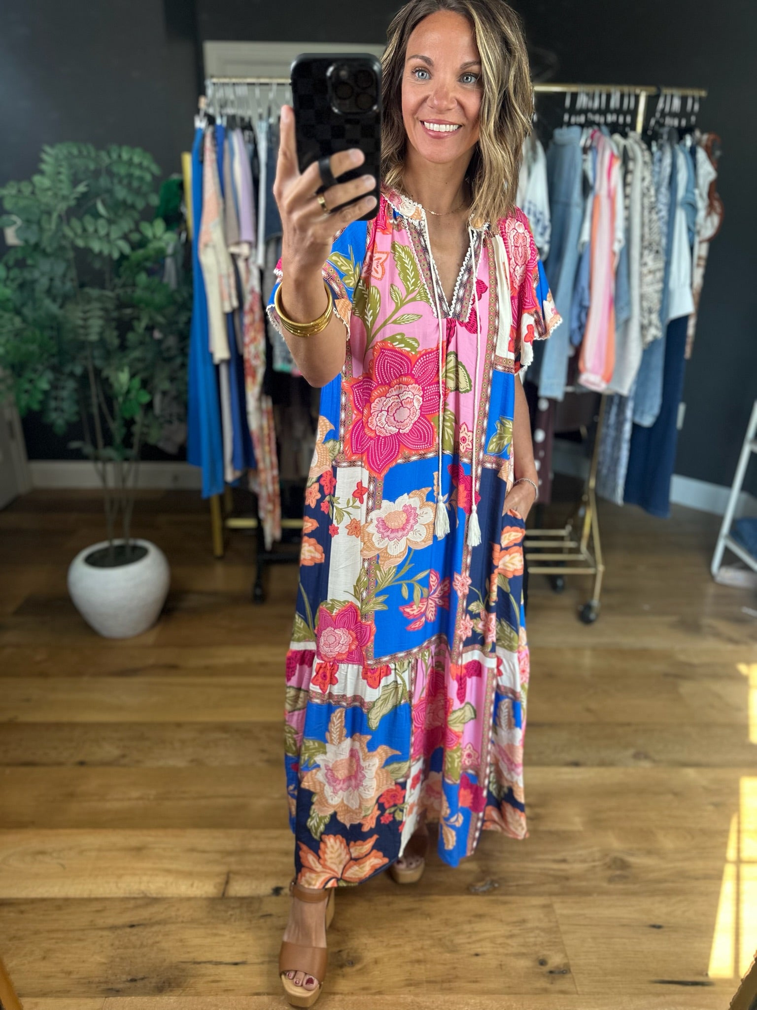 Blessed Bliss Floral Maxi Dress-Dresses-Umgee-Anna Kaytes Boutique, Women's Fashion Boutique in Grinnell, Iowa