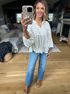 Enjoy The Night Striped Babydoll Top - Blue-Eesome-Anna Kaytes Boutique, Women's Fashion Boutique in Grinnell, Iowa