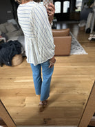 Enjoy The Night Striped Babydoll Top - Blue-Eesome-Anna Kaytes Boutique, Women's Fashion Boutique in Grinnell, Iowa