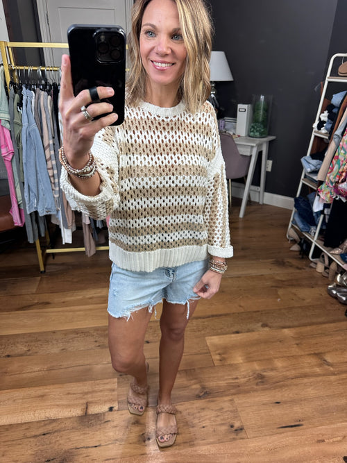 Mentioned By You Knit Striped Sweater - Cream/Taupe-Wishlist WL23-8067-Anna Kaytes Boutique, Women's Fashion Boutique in Grinnell, Iowa