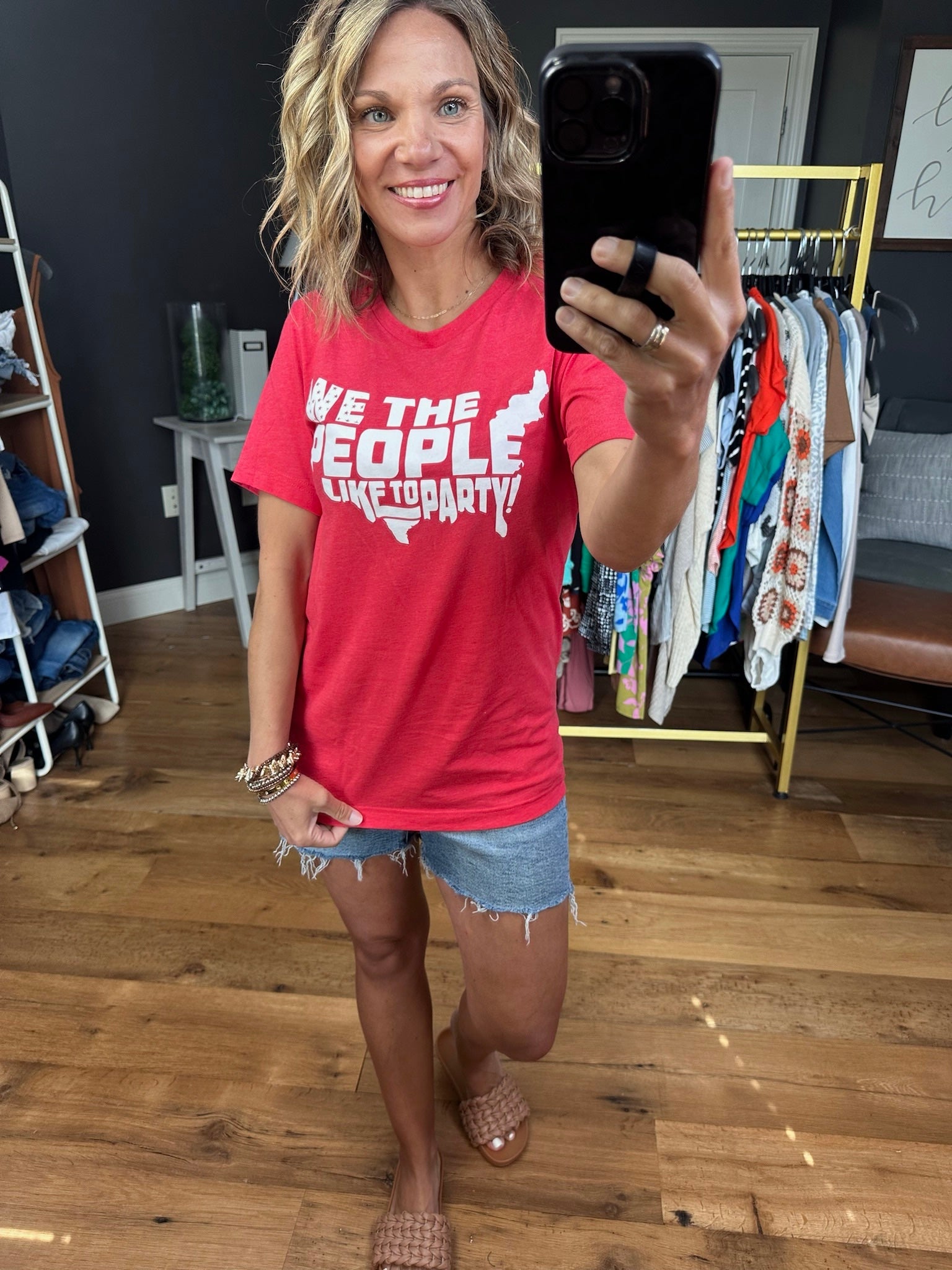 We the People Like To Party Tee - Red-Graphic Tees-Mugsby-Anna Kaytes Boutique, Women's Fashion Boutique in Grinnell, Iowa