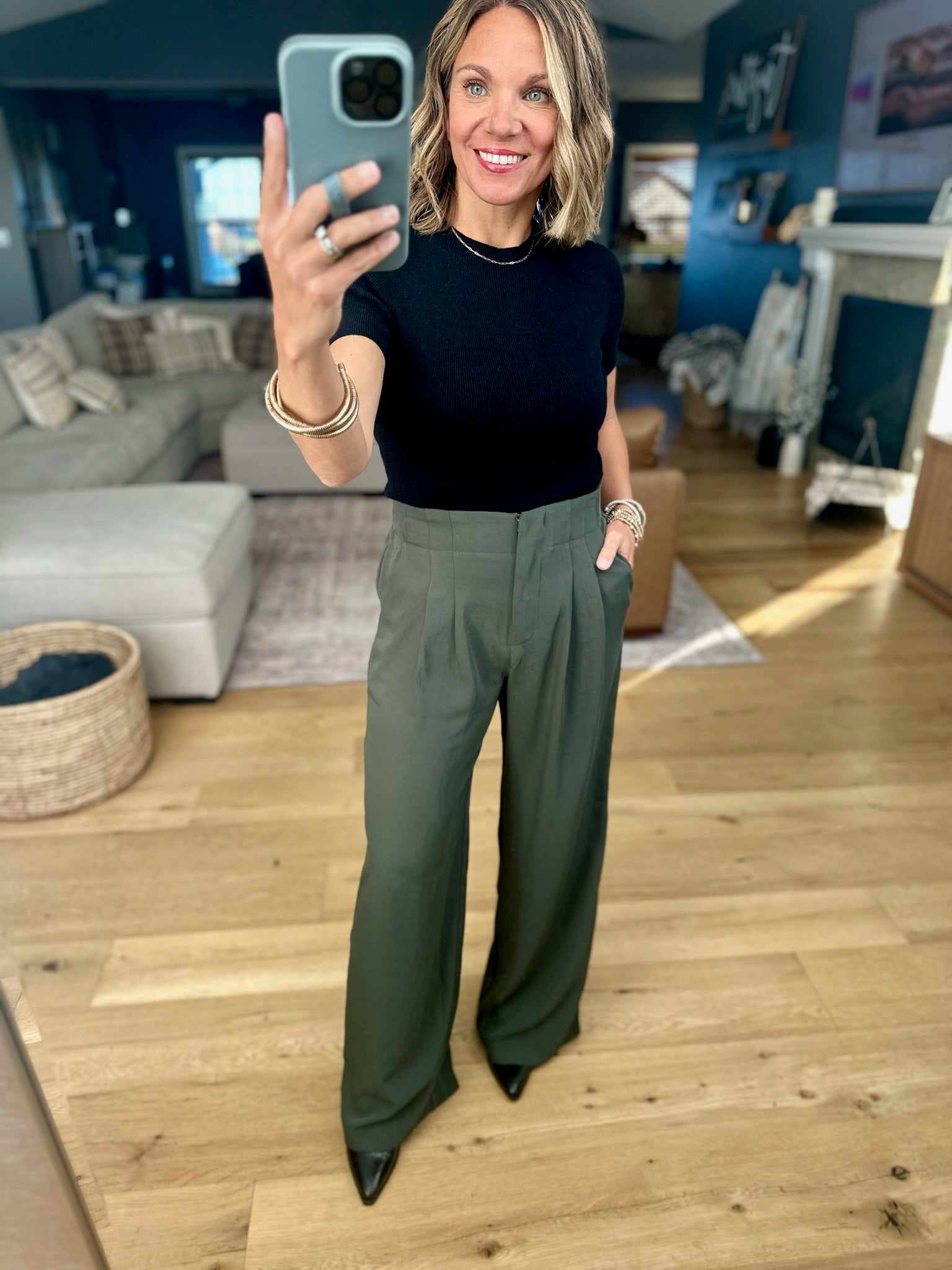 In The Loop High-Waisted Trouser Pants-Pants-Skies Are Blue-Anna Kaytes Boutique, Women's Fashion Boutique in Grinnell, Iowa