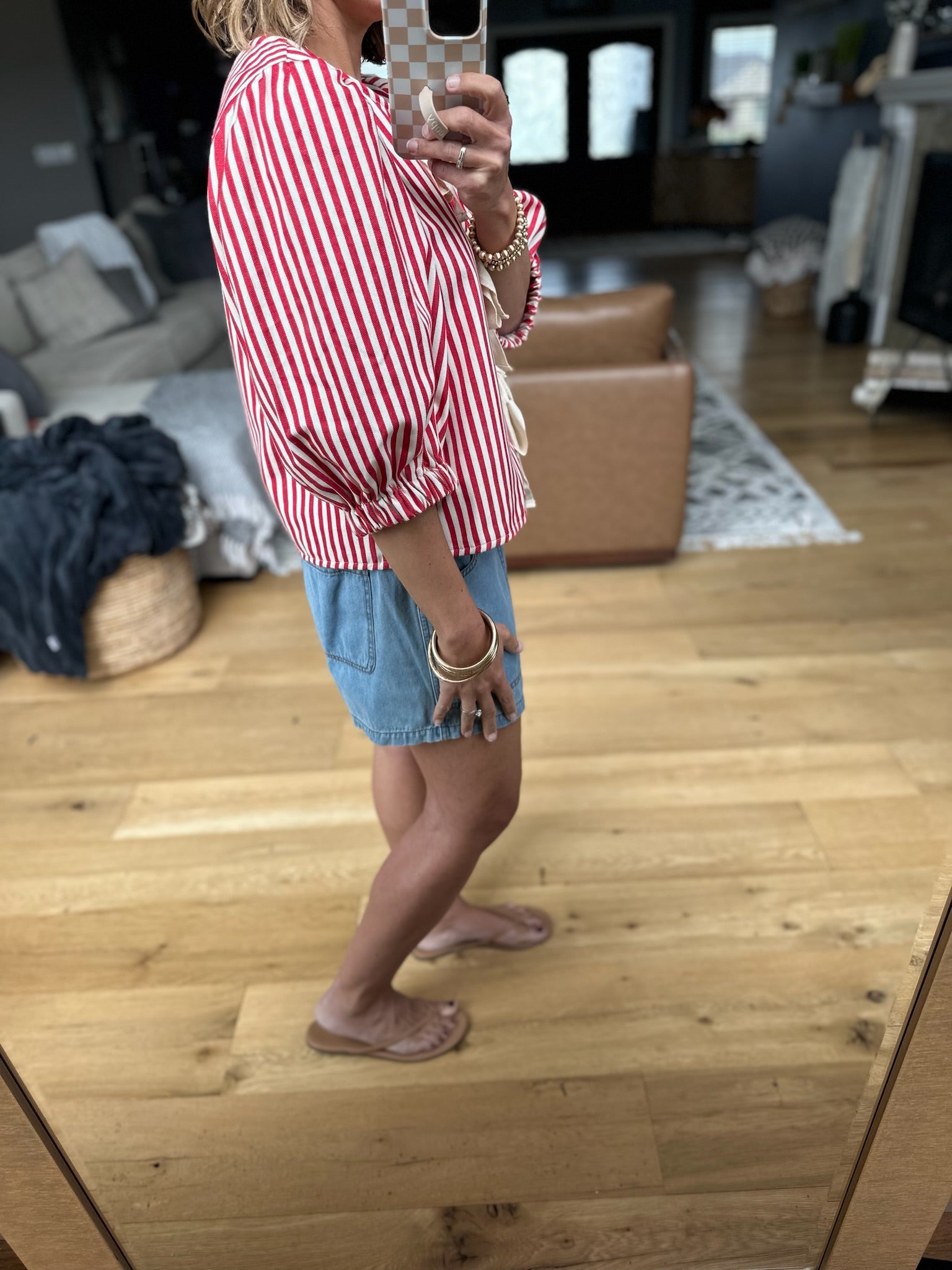 Back Around Bow-Detail Striped Top - Red-top-Jodifl-Anna Kaytes Boutique, Women's Fashion Boutique in Grinnell, Iowa