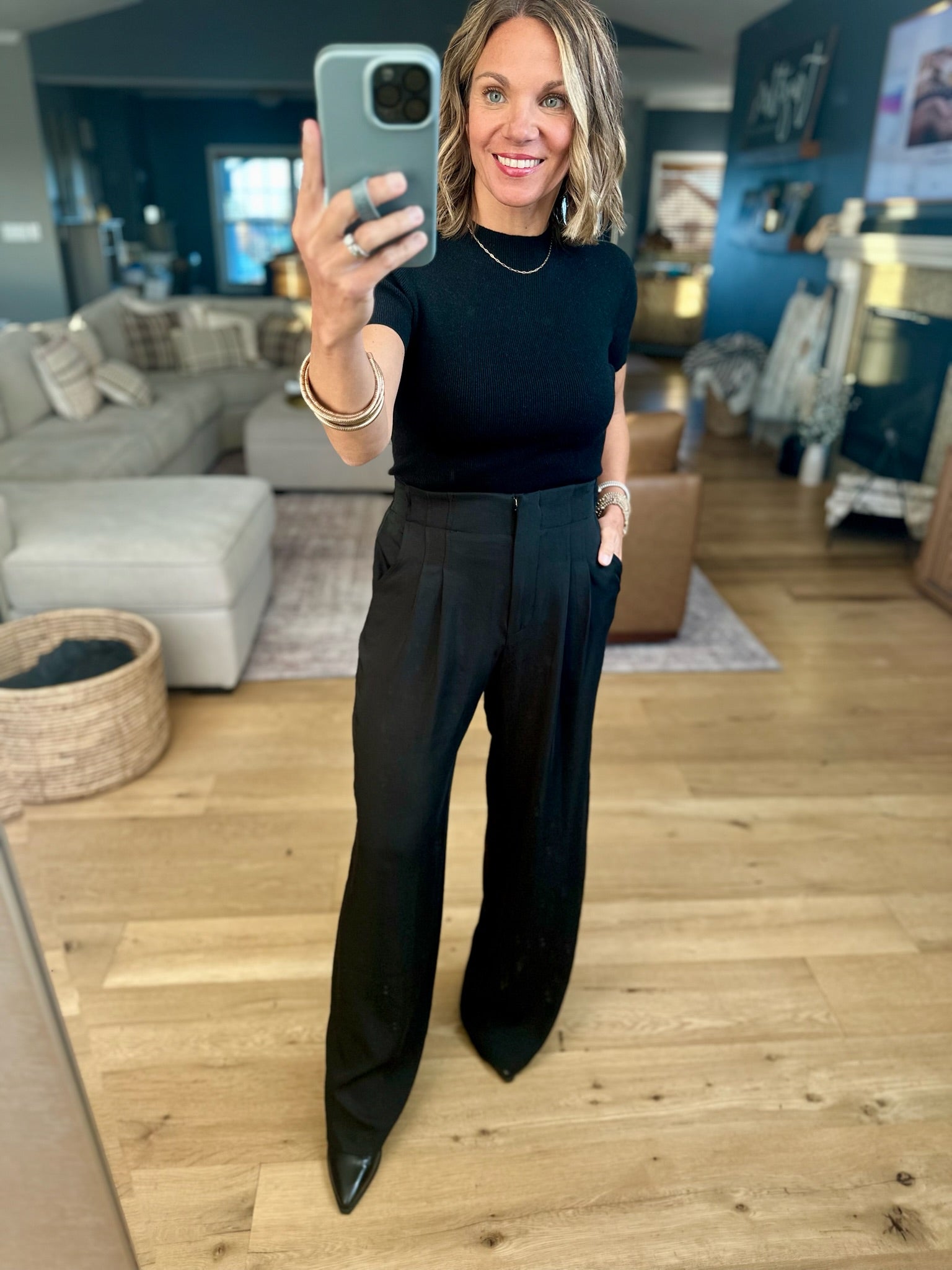 In The Loop High-Waisted Trouser Pants-Pants-Skies Are Blue-Anna Kaytes Boutique, Women's Fashion Boutique in Grinnell, Iowa