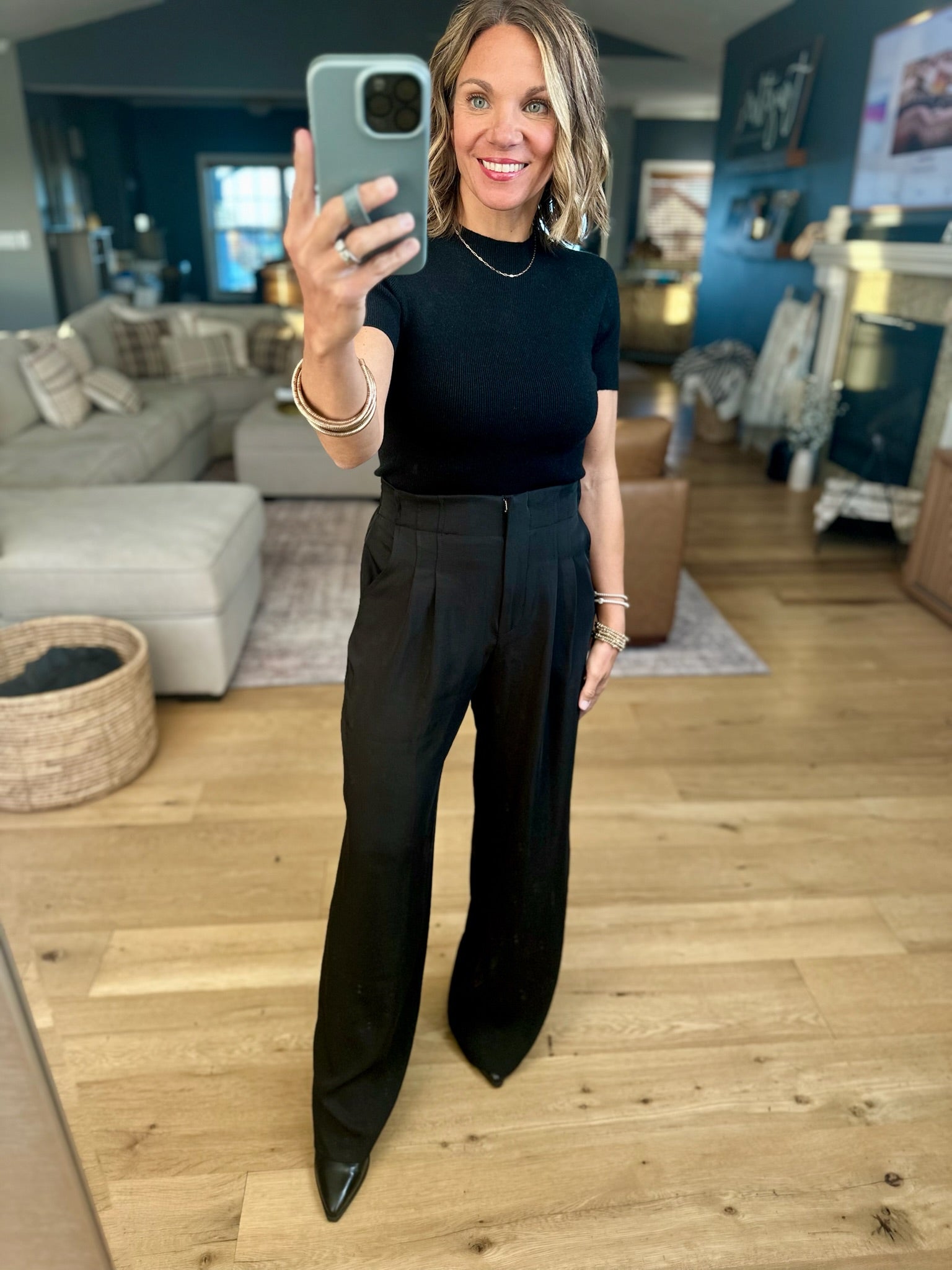 In The Loop High-Waisted Trouser Pants-Pants-Skies Are Blue-Anna Kaytes Boutique, Women's Fashion Boutique in Grinnell, Iowa