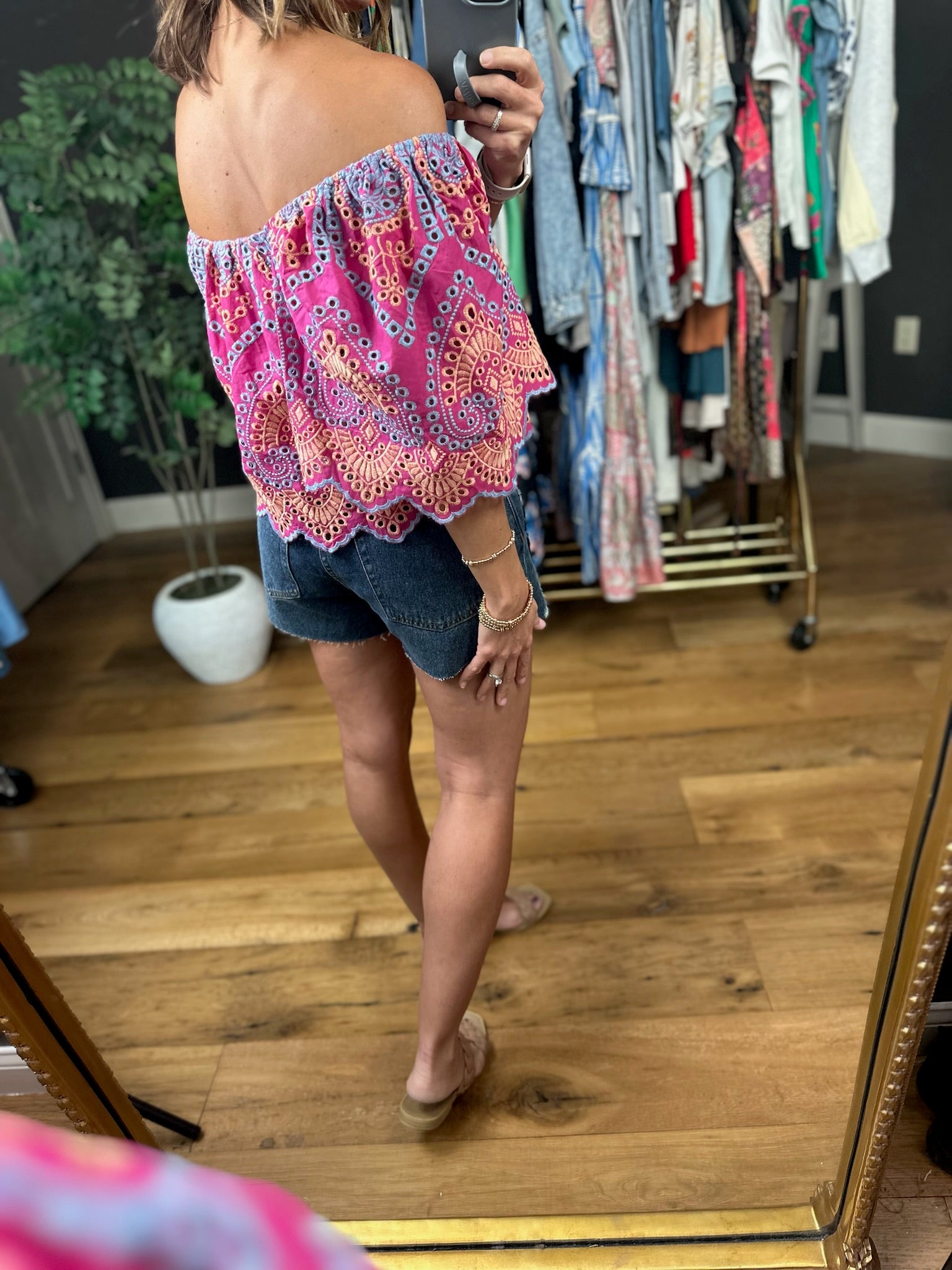 Magic Garden Eyelet Off-Shoulder Top-Sleeveless-Fate-Anna Kaytes Boutique, Women's Fashion Boutique in Grinnell, Iowa