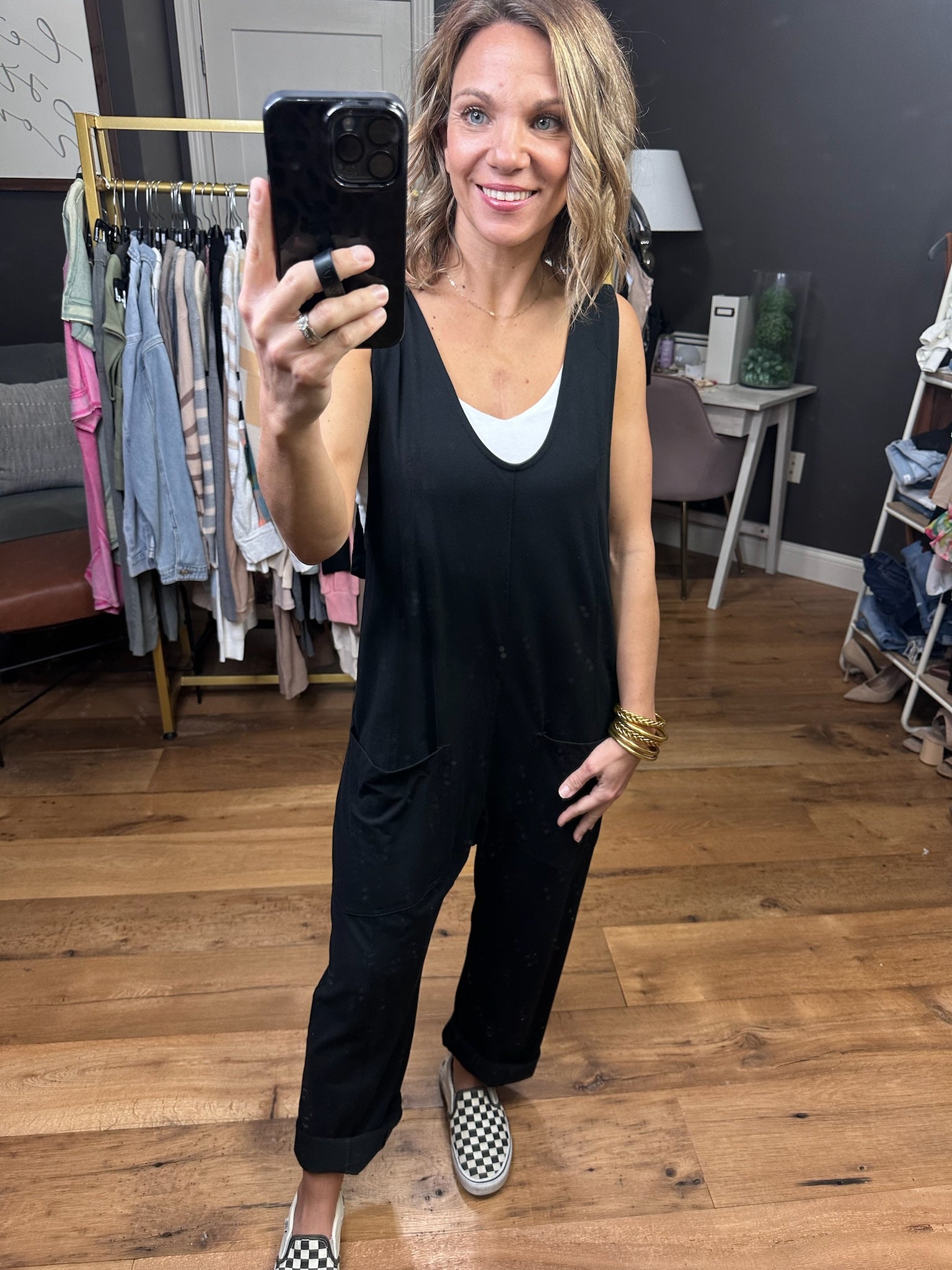 Good For The Weekend Overall - Black-Overalls-Wishlist WL23-8205-Anna Kaytes Boutique, Women's Fashion Boutique in Grinnell, Iowa