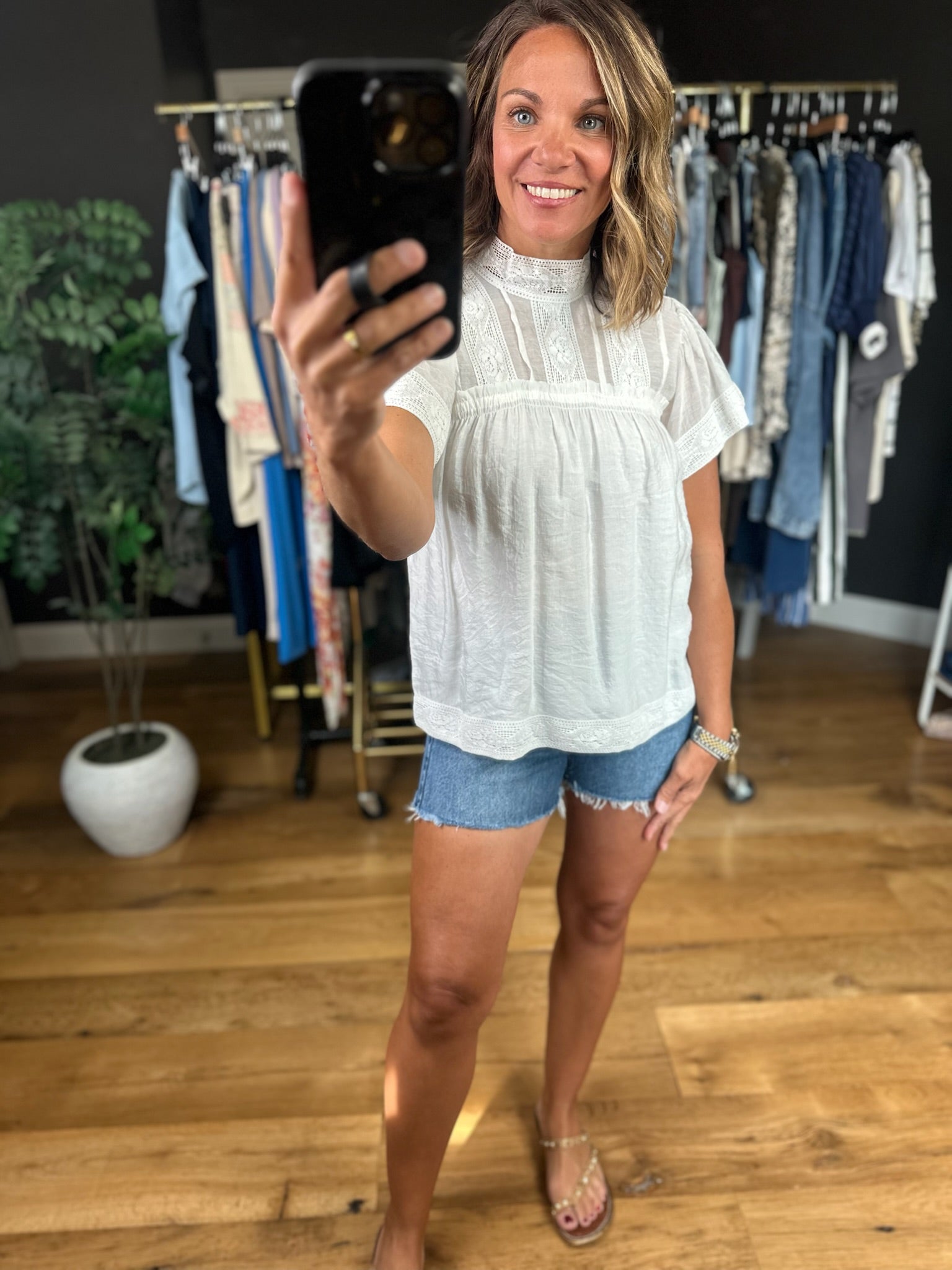 Above Average Lace-Detail Top-Short Sleeves-Fate-Anna Kaytes Boutique, Women's Fashion Boutique in Grinnell, Iowa