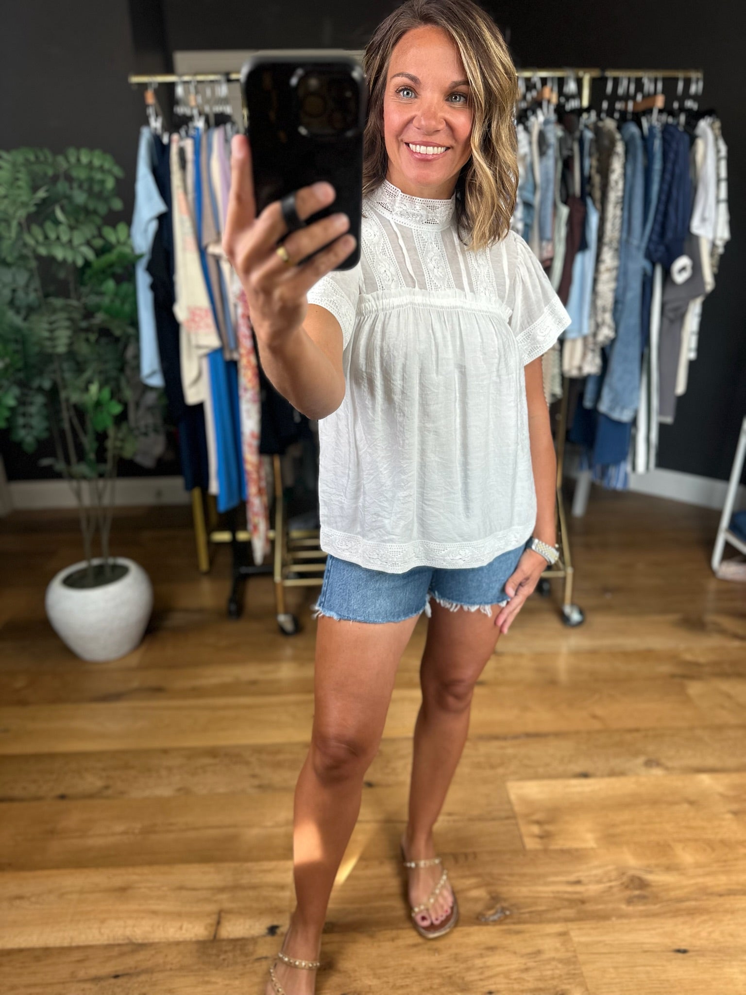 Above Average Lace-Detail Top-Short Sleeves-Fate-Anna Kaytes Boutique, Women's Fashion Boutique in Grinnell, Iowa