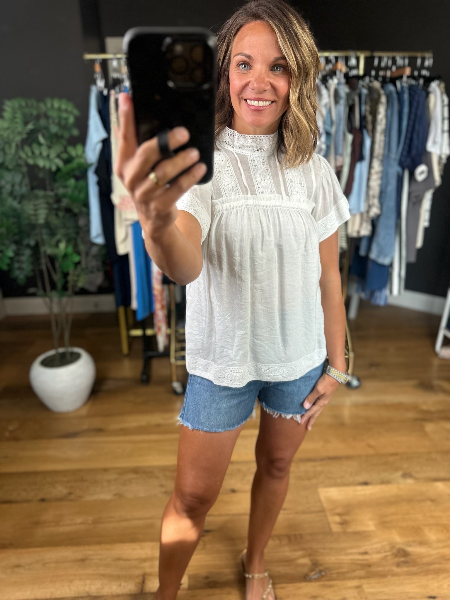 Above Average Lace-Detail Top-Short Sleeves-Fate-Anna Kaytes Boutique, Women's Fashion Boutique in Grinnell, Iowa